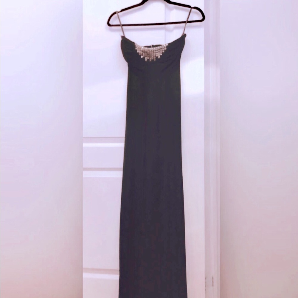 COPY - 2B Bebe soft jersey knit black Maxi Dress Gown Formal Studded